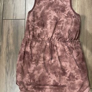 Tie-Dye Sleeveless Drawstring Dress - Dusty Rose